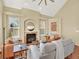 Spacious living room featuring hardwood floors, a fireplace, and stylish decor at 8380 Blackgum St, Parker, CO 80134