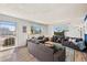 Bright living room with large window, comfortable seating and laminate floors at 3095 W Harvard Ave, Denver, CO 80219