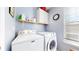 Laundry room with washer, dryer, and shelving at 3158 S Nepal Way, Aurora, CO 80013