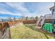 Landscaped backyard with a deck and stairs at 20891 E Hamilton Ave, Aurora, CO 80013