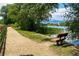 Lakeside trail with a bench offering serene views of the water and surrounding nature at 4565 Pussywillow Ct, Boulder, CO 80301