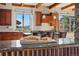 Gourmet kitchen with stainless appliances, custom cabinets, and views of the mountains, perfect for culinary enthusiasts at 15175 W Belleview Ave, Morrison, CO 80465