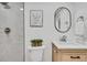 Bathroom featuring a walk-in shower, new toilet, and a vanity with modern finishes at 1226 W 98Th Ave, Northglenn, CO 80260