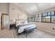 Bright main bedroom offers large windows and neutral color scheme with a decorative rug at 345 Fillmore St # 409, Denver, CO 80206