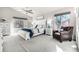 Bright, airy bedroom featuring a ceiling fan, sitting area, and large windows with beautiful views at 8762 Mourning Dove Ln, Highlands Ranch, CO 80126