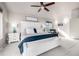 Cozy bedroom with ceiling fan, wall decor, large windows, and sitting area, bathed in natural light at 8762 Mourning Dove Ln, Highlands Ranch, CO 80126