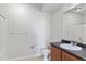 Bathroom with a vanity, toilet, and a shower/tub combination at 4100 Albion St # 614, Denver, CO 80216