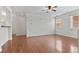 Open living area with hardwood floors and natural light, ideal for comfortable living and entertaining at 4100 Albion St # 614, Denver, CO 80216