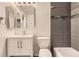 Contemporary bathroom features modern tiling, vanity and updated fixtures at 8243 S Fillmore Cir, Centennial, CO 80122
