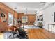 Combination dining and living area featuring exposed brick and modern decor at 624 E 18Th Ave # 4, Denver, CO 80203