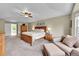 Comfortable bedroom features carpeted floors, wood furniture, and a ceiling fan at 1583 Sunset Ridge Rd, Highlands Ranch, CO 80126