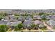 Overhead view of a residential neighborhood featuring tidy homes with tree-lined streets at 3678 Shadow Cir, Castle Rock, CO 80109