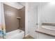 Bathroom featuring a shower-tub combo with a decorative curtain and a granite countertop at 3678 Shadow Cir, Castle Rock, CO 80109