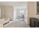 Bright bedroom with modern desk, and neutral tones that create a serene and inviting atmosphere at 1390 S Idalia St # 39F, Aurora, CO 80017