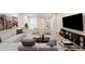 Finished basement space featuring ample seating, stylish decor, and a modern entertainment center at 3465 Beeler Ct, Denver, CO 80238