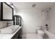 Modern bathroom with vanity sink, hexagonal floor tiles, and bathtub at 1350 Josephine St # 208, Denver, CO 80206