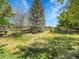 Backyard with a large, well-kept lawn, trees, and a wooden fence at 848 Huntington Pl, Highlands Ranch, CO 80126