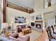 Inviting living room with fireplace, hardwood floors, and comfortable seating at 848 Huntington Pl, Highlands Ranch, CO 80126