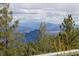 Breathtaking mountain view from the property showcasing snow-capped peaks and lush forestry at 13452 Riley Peak Rd, Conifer, CO 80433