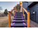 A beautifully lit stairwell leading to the home provides safety and appealing access from the backyard at 18200 E Asbury Pl, Aurora, CO 80013