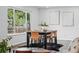 Bright dining area featuring a large window, stylish furnishings, and modern artwork at 12345 W 32Nd Ave, Wheat Ridge, CO 80033