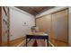 Functional home office space with a large desk, storage, and a comfortable atmosphere for productive work at 1401 Wewatta St # 808, Denver, CO 80202