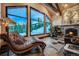 Living room features a comfortable lounge area, fireplace and scenic views at 118 Gold Piece Dr, Breckenridge, CO 80424