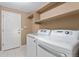 Laundry room includes modern appliances and storage shelves at 12888 Buckhorn Creek St, Parker, CO 80134