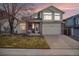 Inviting two-story home boasts a manicured lawn, two-car garage, and appealing curb appeal at 11613 W Coal Mine Dr, Littleton, CO 80127