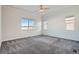 Bright and airy bedroom featuring carpet and ceiling fan at 7071 Greenwater Cir, Castle Rock, CO 80108