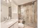 Basement bathroom with a walk-in shower and modern fixtures at 10767 Mountshire Cir, Highlands Ranch, CO 80126