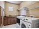 Convenient laundry room with sink, counter space, washer, and dryer at 12121 Bryant St, Westminster, CO 80234