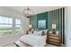 Bedroom with green and white accent wall, and a view at 10736 Snowdon St, Parker, CO 80134