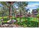 Cozy balcony with outdoor seating overlooking well-maintained grounds and mature trees, perfect for relaxing at 7755 E Quincy Ave # 206, Denver, CO 80237