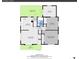 Floorplan showing porch, living room, kitchen, primary bedroom, and covered patio dimensions and layout at 6990 Larsh Dr, Denver, CO 80221