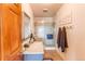 Clean and modern bathroom with a glass-enclosed shower, sleek vanity, and stylish decor at 8682 N Sundown Trl, Parker, CO 80134