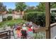Landscaped backyard with patio seating and a view of the surrounding greenery at 1007 N Ogden St, Denver, CO 80218