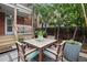 Backyard patio featuring a wooden table and chairs, potted plants and privacy fencing at 1007 N Ogden St, Denver, CO 80218
