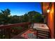 View of the second story deck with seating and outdoor rug, offering an inviting outdoor living space at 1007 N Ogden St, Denver, CO 80218