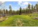 Sprawling backyard with trees and a fenced perimeter at 8600 S Warhawk Rd, Conifer, CO 80433