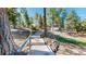 Stone steps leading up to a charming shed, nestled among trees in a secluded backyard at 11348 Ranch Elsie Rd, Golden, CO 80403