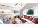 Comfortable living room with hardwood floors, vaulted ceiling, plush sofa, and natural light at 11348 Ranch Elsie Rd, Golden, CO 80403