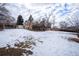 Large backyard with partial snow cover at 8010 W Chestnut Dr, Littleton, CO 80128