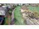 Aerial view of homes backing onto a greenbelt with walking path winding through an expansive field at 9567 W 107Th Dr, Broomfield, CO 80021