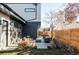 Private backyard patio with seating area and wood fence at 2471 Quitman St, Denver, CO 80212