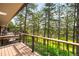 A spacious deck area looks out to the lush surrounding greenery and mature trees at 2907 Hiwan Dr, Evergreen, CO 80439