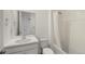 Bathroom with a large vanity and mirror next to a shower and tub combo at 9566 Poppy Way, Arvada, CO 80007