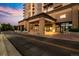 Luxury building entrance featuring stone accents, a covered entryway, and upscale design elements at 7600 Landmark Way # 904, Greenwood Village, CO 80111