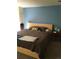 Inviting bedroom with blue accent wall, warm lighting and a comfortable queen-sized bed at 3982 Arbol Ct, Boulder, CO 80301