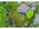 Aerial view of the home showcasing a spacious backyard with patio, fountain, and mature trees at 3765 E Easter Dr, Centennial, CO 80122